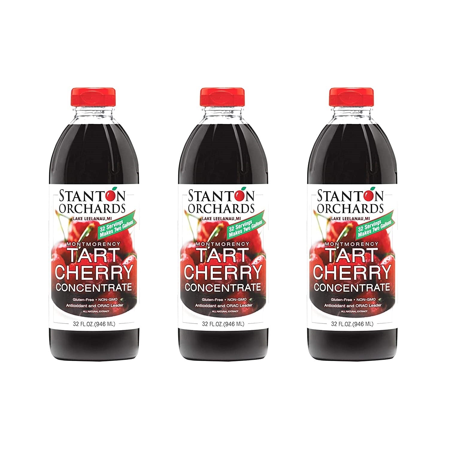 Single 32 oz bottle of Stanton Orchards Montmorency tart cherry concentrate