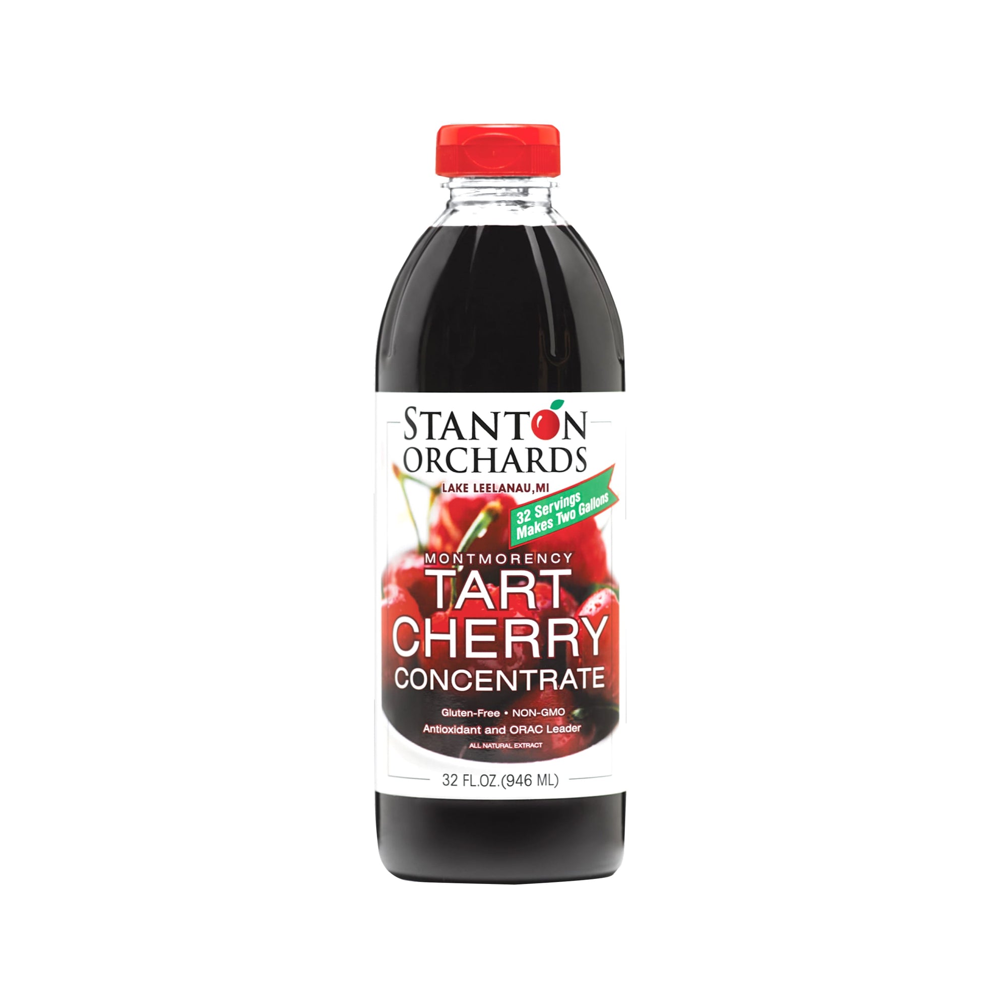 Single 32 oz bottle of Stanton Orchards Montmorency tart cherry concentrate