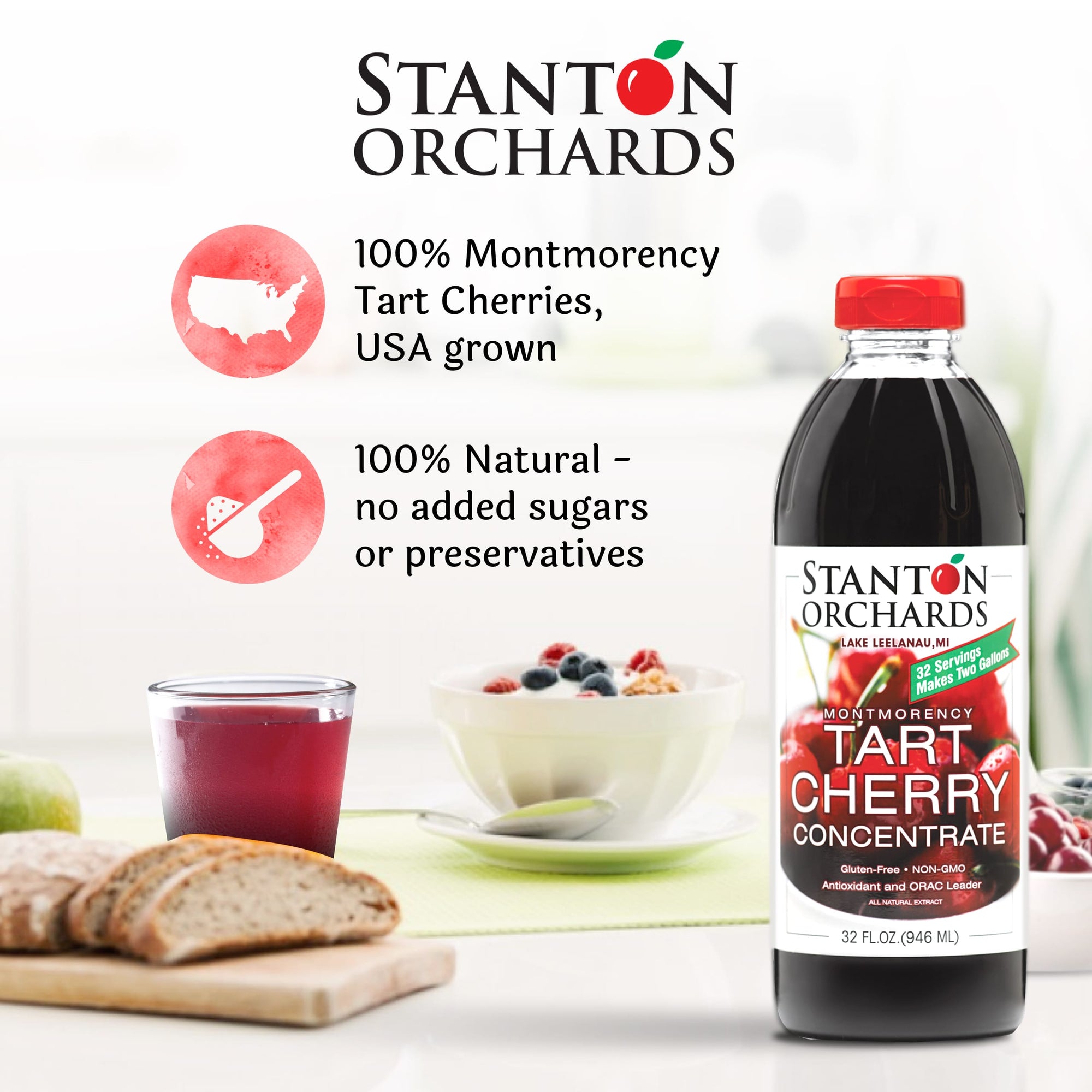 Case of Six (6) 32 oz. Bottles of Tart Cherry Concentrate