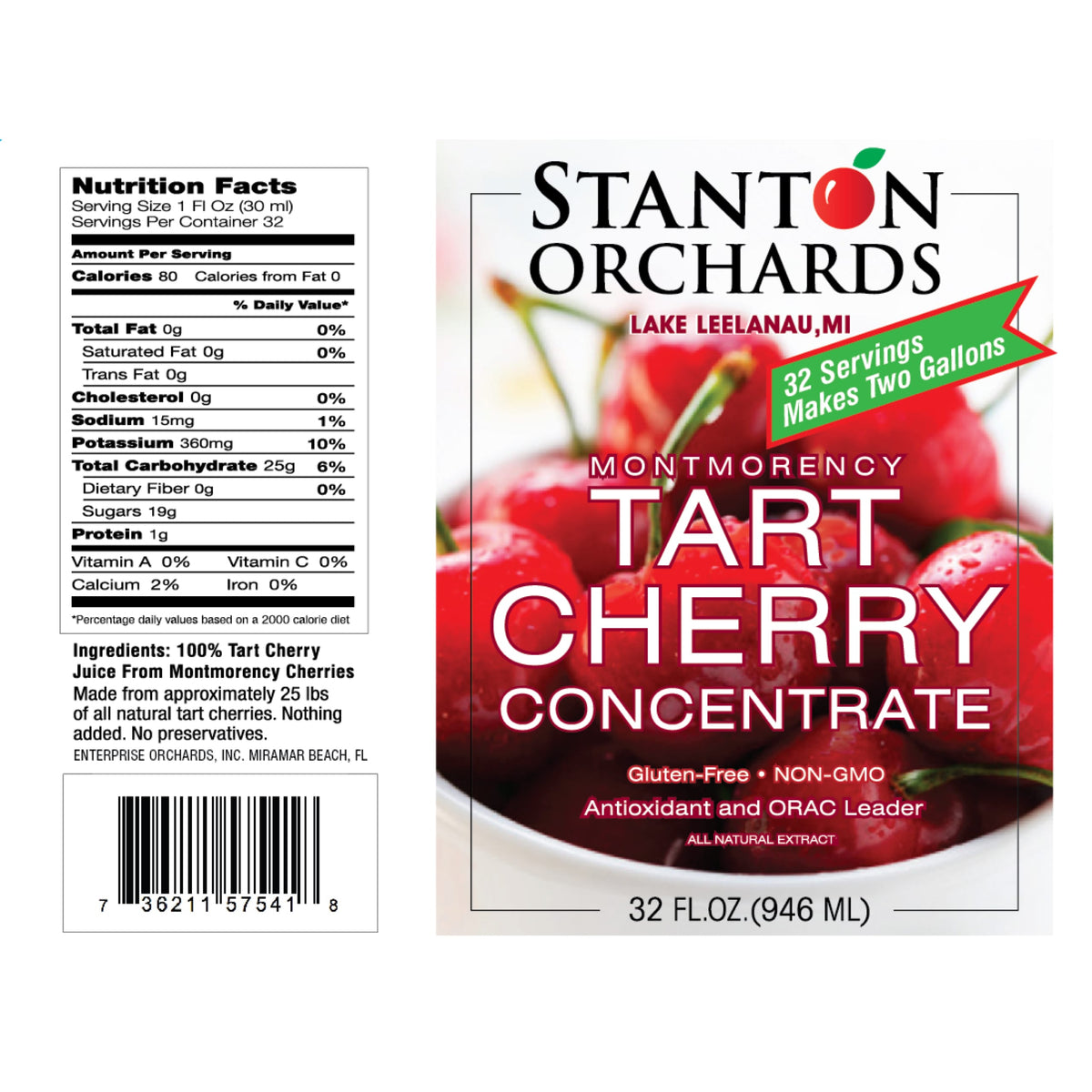 Case of Six (6) 32 oz. Bottles of Tart Cherry Concentrate
